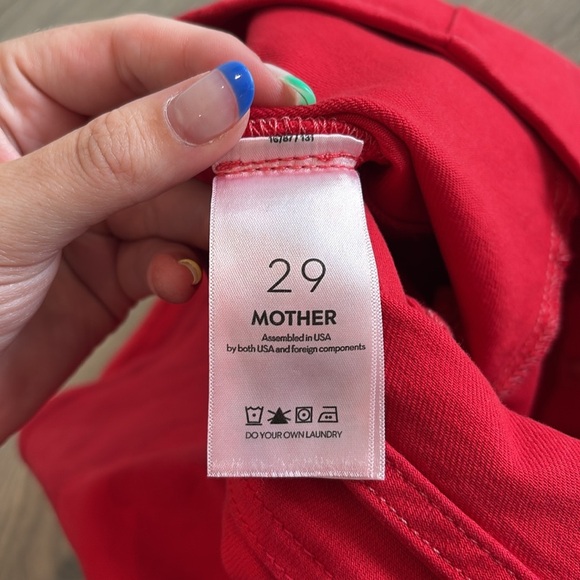 MOTHER The Minx Mini Denim Skirt In Red Ribbon Size 29 - Picture 4 of 14